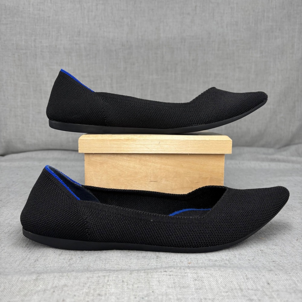 Rothy's The Point Shoes Black Solid Knit Pointed Toe Flats Women's Size 10 - Picture 2 of 12